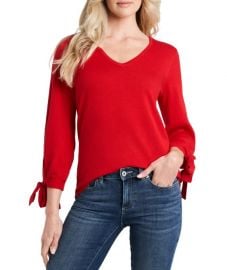 CeCe Tie Sleeve Cotton Blend Sweater   Nordstrom at Nordstrom